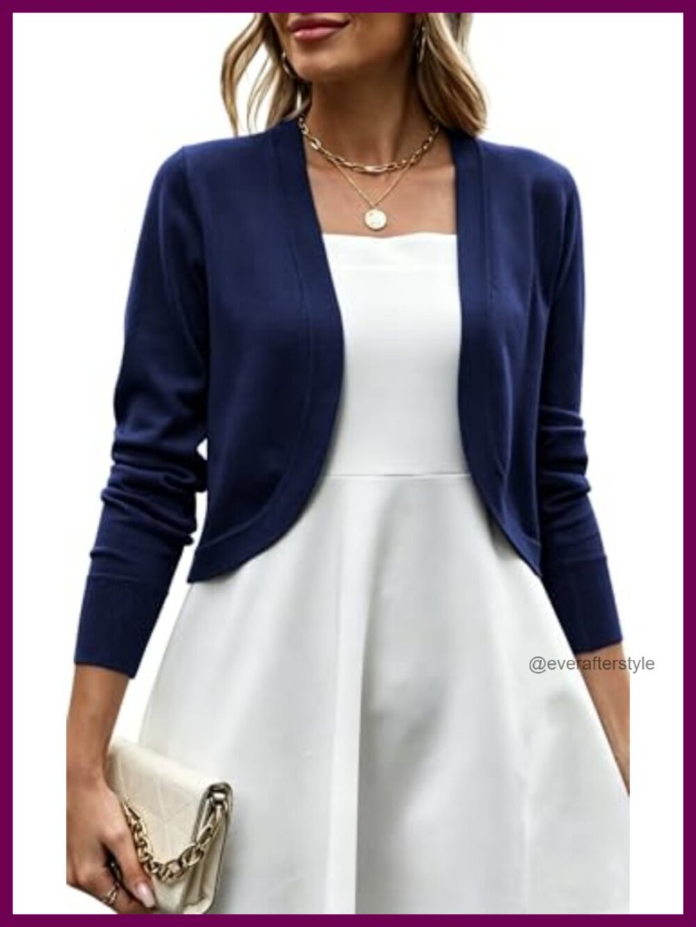 Women's Cropped Bolero Shrug Cardigan Open Front Long Sleeve Knit Layering